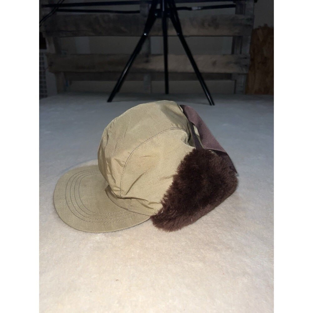 Vintage LL Bean Hunters Hat Quilted Fur Lined w/Ear Flaps Tan Medium USA 80s 70s - Picture 2 of 7